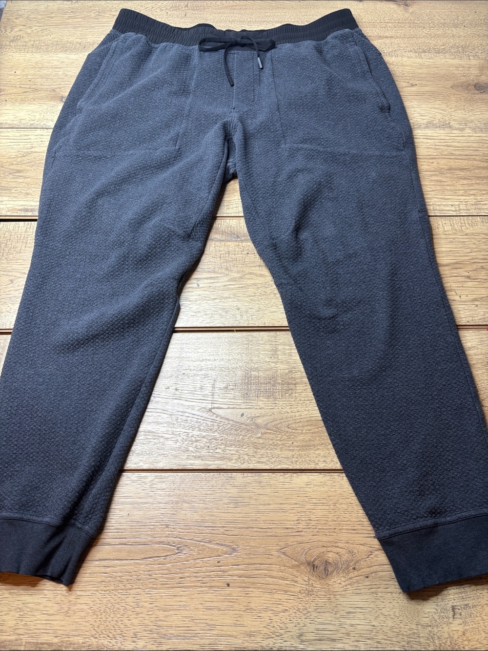 Men's Lululemon At Ease Charcoal Black Textured Jogger Pants Size XXL